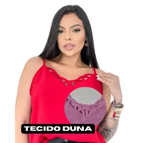 BLUSINHA REGATA VERMELHA FEMININA TENDÊNCIA VERÃO TECIDO DUNA LEVE FRESCA DECOTE COM DETALHE