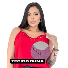 BLUSINHA REGATA VERMELHA FEMININA TENDÊNCIA VERÃO TECIDO DUNA LEVE FRESCA DECOTE COM DETALHE