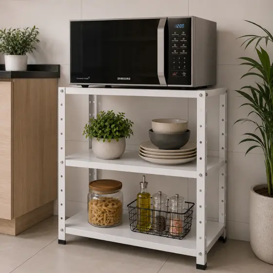 Estante Multiuso Cozinha Suporte Para Microondas Em Aço Luxo