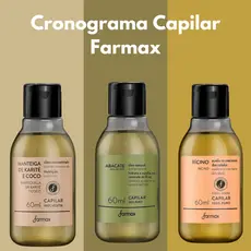 Cronograma Capilar, Tratamento Capilar, Óleo de Karite+coco, Óleo de Abacate e Óleo de Rícino 100ml Farmax