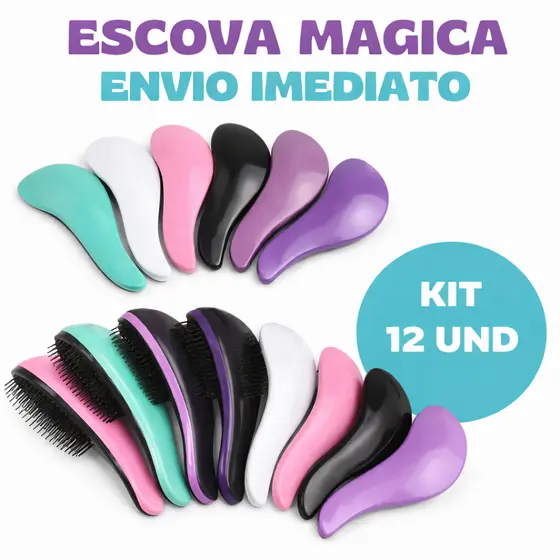 Kit 12 Escovas Mágicas Anti Frizz Desembaraçadora Para Pentear Cabelo