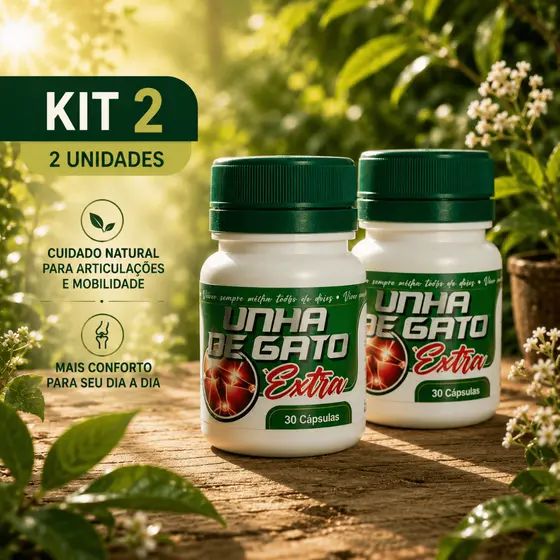Kit 2 | Unha de Gato Extra Original 100% Natural 30 Cápsulas Articulações e Mobilidade