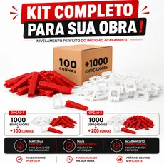 Kit Espaçador Nivelador Slim 1000 Peças + 100 ou 200 Cunhas Nivelamento Piso Porcelanato One Shop