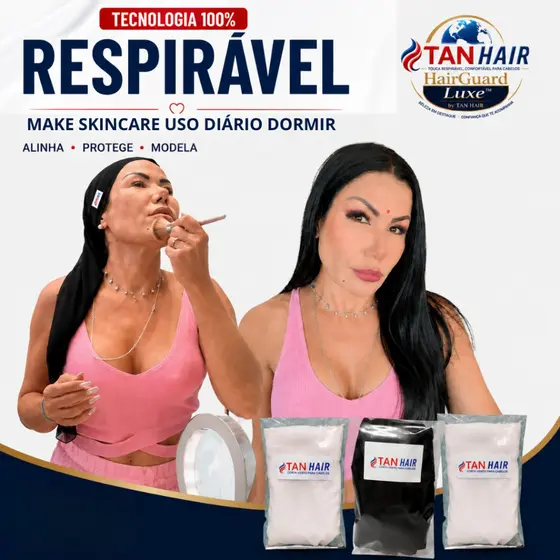 Touca Antifrizz Antiembaraço Respirável | Dormir, Moto e Capacete | Liso Cacheado Mega Hair | HairGuard Luxe TAN HAIR