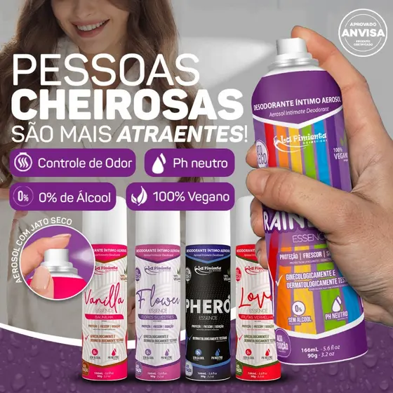 DESODORANTE ÍNTIMO SPRAY - VÁRIAS FRAGRÂNCIAS AFRODISÍACAS - JATO SECO