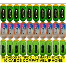 30 CABOS OS 3 MODELOS 10 CABOS V8 10 CABOS PARA IPHONE 10 CABOS TIPO C PARA REVENDA