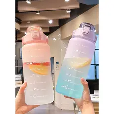 Garrafa 2000ml /1000ml de  Água com Adesivos 3D Motivacional em inglês Squeeze Capacidade