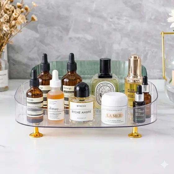 Organizador de Cosméticos e Maquiagem Transparente Multiuso Bandeja Ideal Para Perfumes Comoda