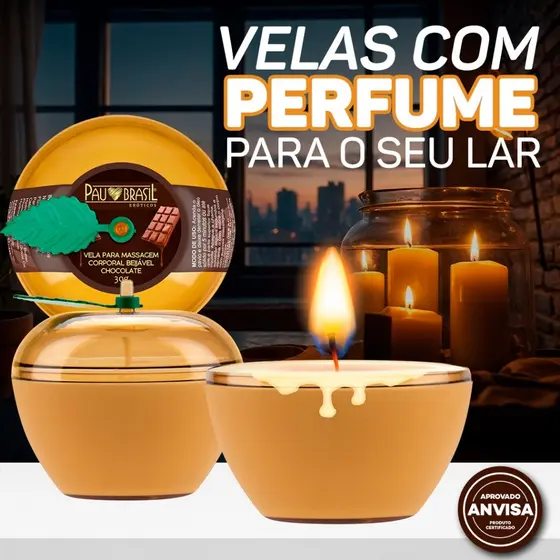 VELA AROMÁTICA BEIJÁVEL PARA MASSAGENS QUE TRANQUILIZAM O CORPO