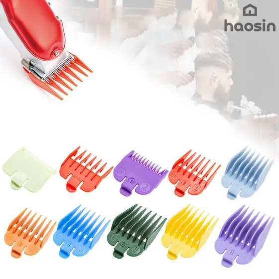 haosin 10pçs Pente De Reposição Colorido Para Cortar Cabelo 1,5-22mm