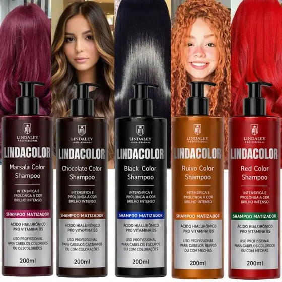 Shampoo Tonalizante Escurecedor S/ Amônia 100% Natural Lindacolor