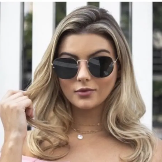 óculos de sol feminino de Unissex Hexagonal materiais de vidro quadrado lançamento nova