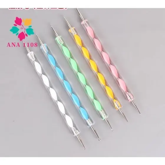 Kit 5 Boleadores Pinceis Ponta Dupla Decoração De Unha-ANA 1108