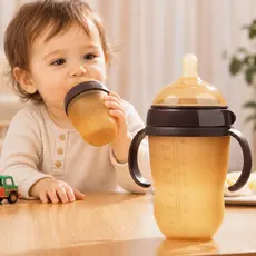Mamadeira de silicone nano 150/240ml, ideal para desmame de bebês de 0 a 3 anos, com alça