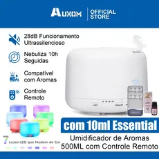 Umidificador Difusor Aromatizador 500ml Ultrassônico Estilo Branco com Led 7 cores com controle