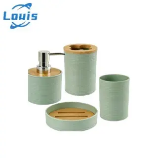 Louis Kit 4 Peças Organização Banheiro: Suporte Sabonete Líquido, Saboneteira, Porta Escova e Copo 4 Cores