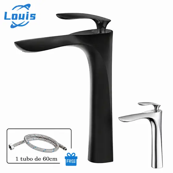 Louis Torneira Banheiro Monocomando Água Quente Fria Bica Alta Para Cuba Apoio
