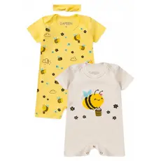Kit Macacão Bebê Menina Suedine Abelhas