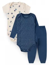 Kit Body Bebê Menina Suedine Blue