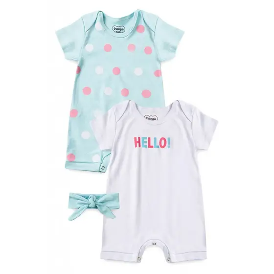 Kit Macacão Bebê Menina Suedine Hello