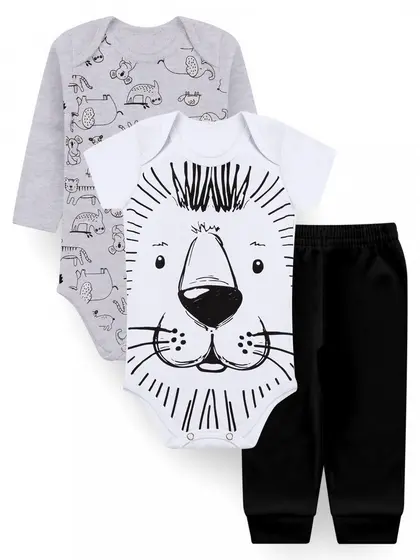 Kit Body Bebê Menino Suedine Selva