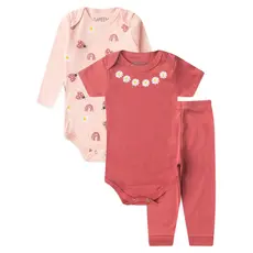 Kit Body Bebê Menina Suedine Joaninhas e Flores