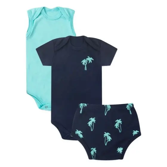 Kit Body e Tapa Fralda Bebê Menino Coqueiro