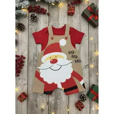 Conjunto Jardineira Bebê Unissex Suedine Natal Ho Ho Ho