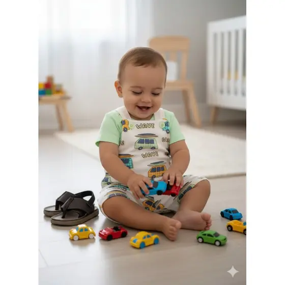 Conjunto Jardineira Bebê Menino Suedine Combi