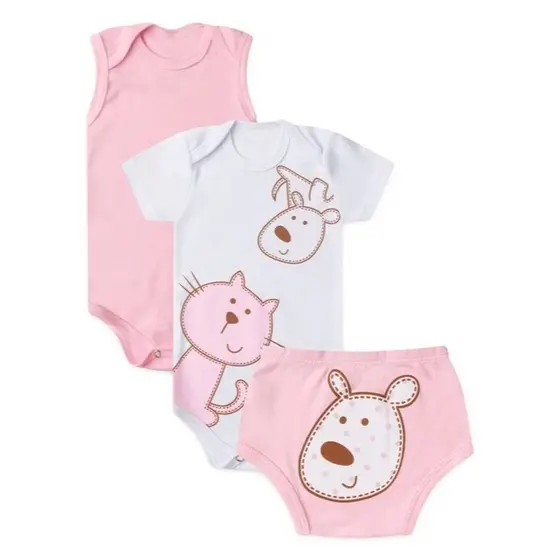 Kit Body e Tapa Fralda Bebê Menina Gatinha