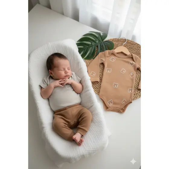Kit Body Bebê Suedine Ursinhos Marrom