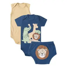 Kit Body e Tapa Fralda Bebê Menino Safari