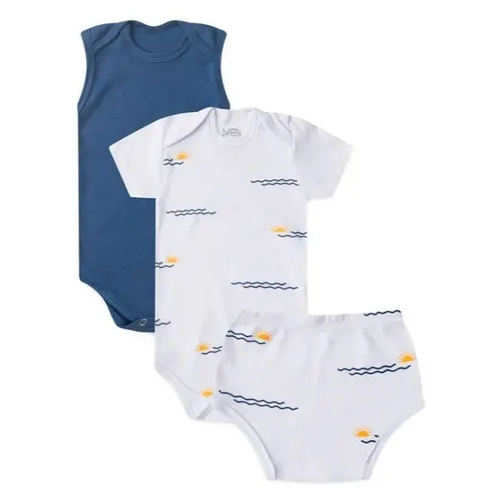 Kit Body e Tapa Fralda Bebê Menino Sol