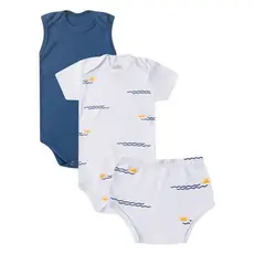Kit Body e Tapa Fralda Bebê Menino Sol