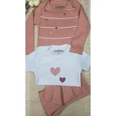 Kit Body Bebê Menina Suedine Corações