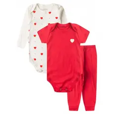 Kit Body Bebê Menina Suedine Coração Off White