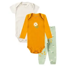 Kit Roupas Bebê Menina Algodão | Body Mijão Pagão Estampa Floral Bem-me-quer