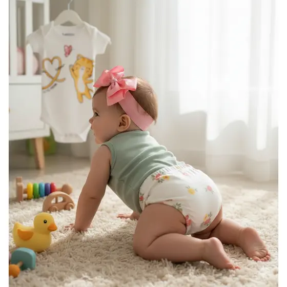 Kit Body e Tapa Fralda com 3 peças Bebê Menina Borboleta