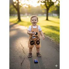 Conjunto Jardineira Bebê Menino Suedine Zebrinha veloz
