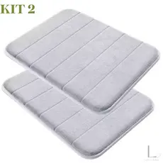 Kit 2 Tapete De Banheiro Soft Macio Secagem Rápida 60x40cm