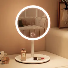 Espelho de Maquiagem redondo  com Led com luz  3 CORES Rotação de 90°  COR BRANCO