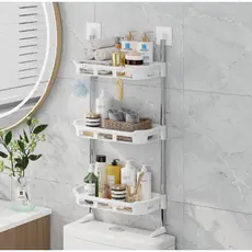 OrganizadorPara Banheiro Cozinha Prateleira Com 3 Andares Plástico Rígido Rack Organizador de Banheiro cor branco