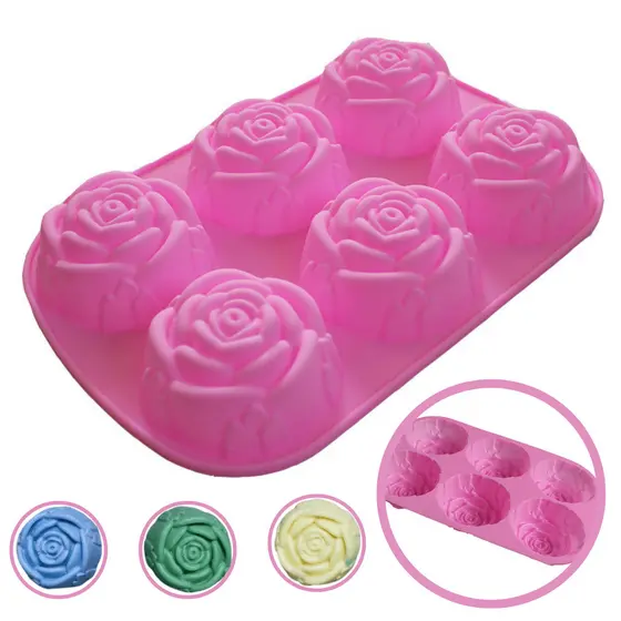 Kit 4 Forma de Silicone para Sabão Sabonete Caseiro Premium Formato Flor Rosa