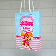 Sacolinha personalizada Patrulha Canina Rosa Skye PEGUE E MONTE | Personalizados lembrancinhas mimos