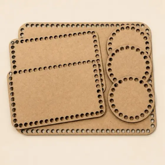 Kit Higiene Bebê MDF Crochê 6 Peças Base para Fio de Malha Corte Laser
