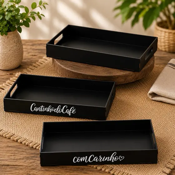 Bandeja Decorativa MDF 50x30 Cantinho do Café Organizador Cozinha Sala Quarto