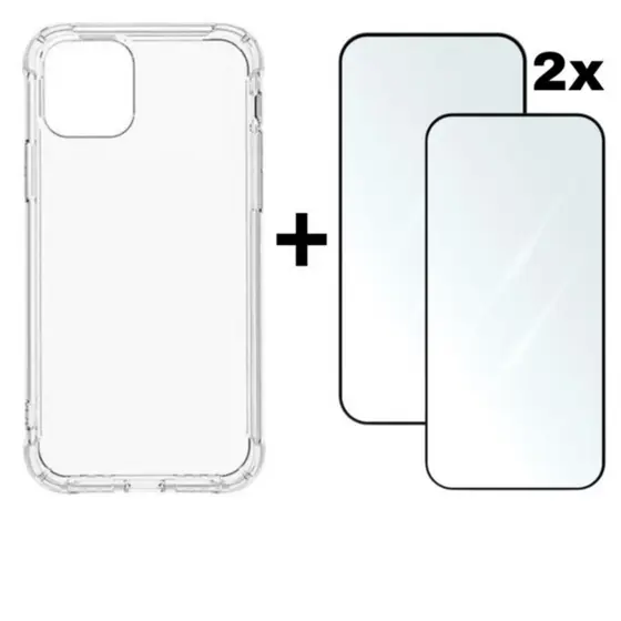 Kit Capa TPU + 2 Vidros Temperados 3D Alta Resistência Compatível iPhone X XS 11 12 13 14 15 16 Pro Max