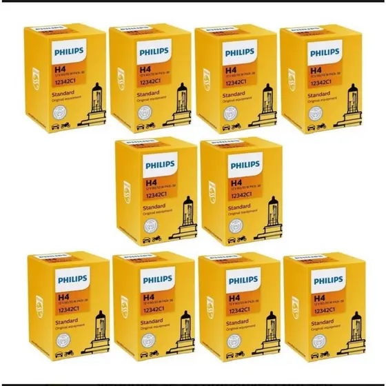 Kit 10 Lâmpadas Farol Phillips H4 12v 55w Carro Automotiva