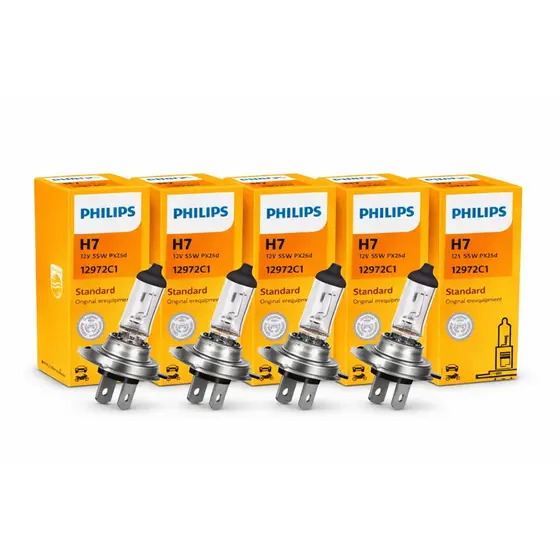 kit 5 Lâmpada farol H7 12V 55W Phillips