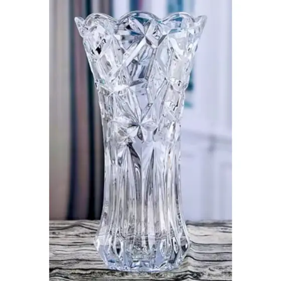 Kit 2 Vaso de Vidro Lapidado 23cm Decoração Sala Festa Plantas Flores